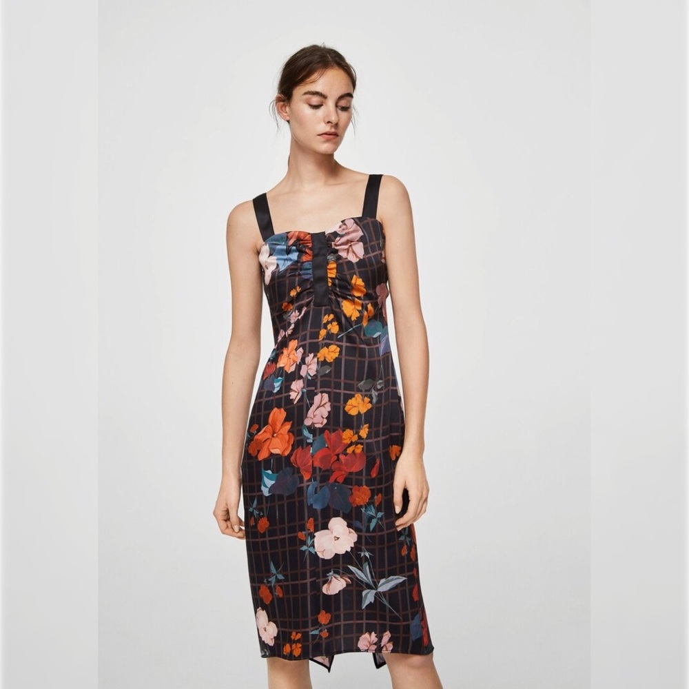 MANGO Contrasting Print Floral Midi Dress Lily